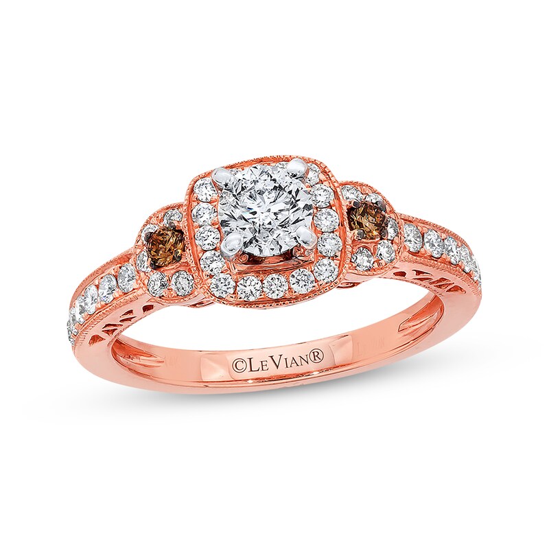 Main Image 1 of Previously Owned Le Vian Engagement Ring 3/4 ct tw Round-cut Diamonds 14K Strawberry Gold
