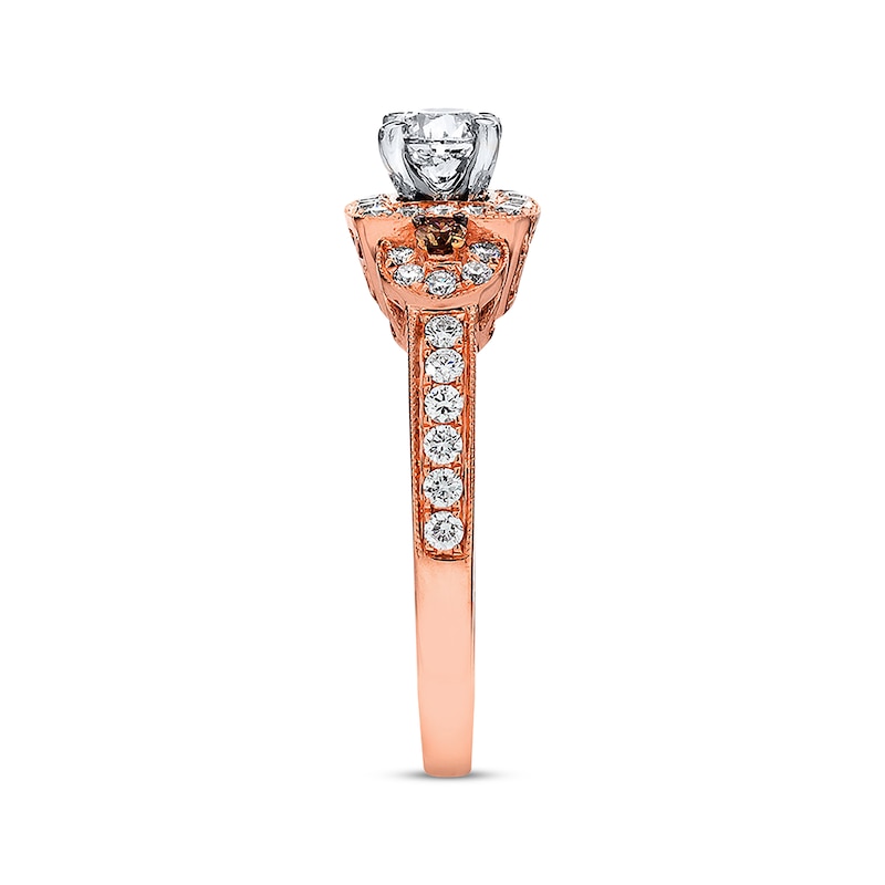 Main Image 2 of Previously Owned Le Vian Engagement Ring 3/4 ct tw Round-cut Diamonds 14K Strawberry Gold