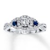 Thumbnail Image 1 of Previously Owned Diamond/Sapphire Engagement Ring 3/4 ct tw Round-cut 14K White Gold