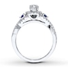 Thumbnail Image 2 of Previously Owned Diamond/Sapphire Engagement Ring 3/4 ct tw Round-cut 14K White Gold