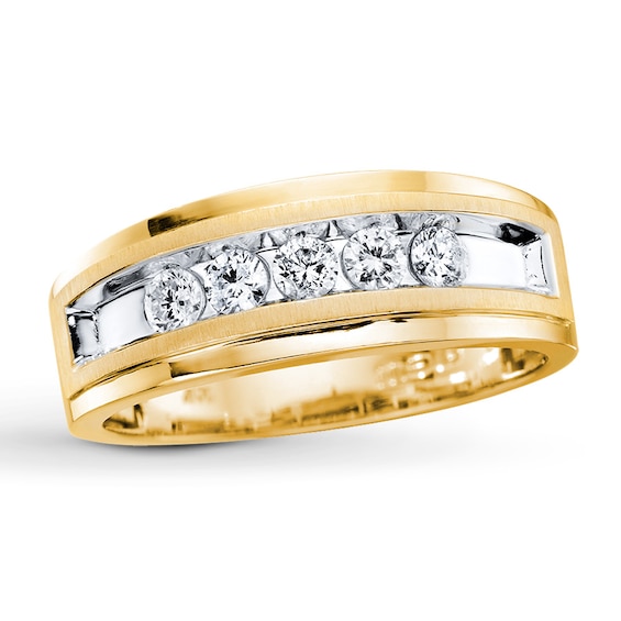 Previously Owned Men's Diamond Wedding Band / ct tw Round-cut 10K Gold