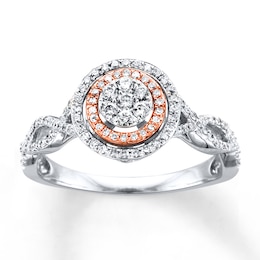 Previously Owned Diamond Ring 1/3 ct tw Round-cut 10K Two-Tone Gold