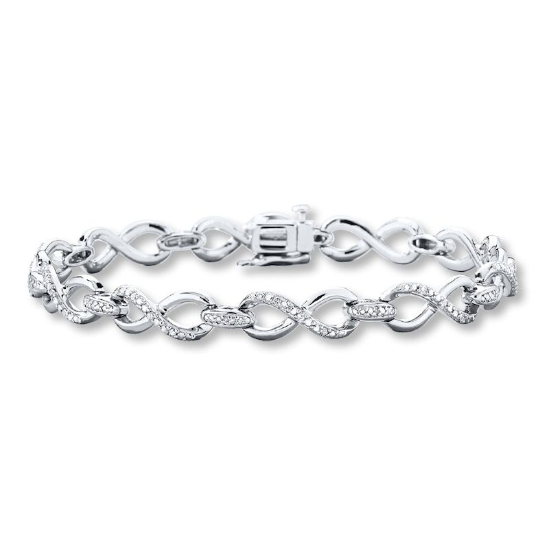 Main Image 1 of Previously Owned Infinity Bracelet 1/4 ct tw Round-cut Diamonds Sterling Silver 7.5"