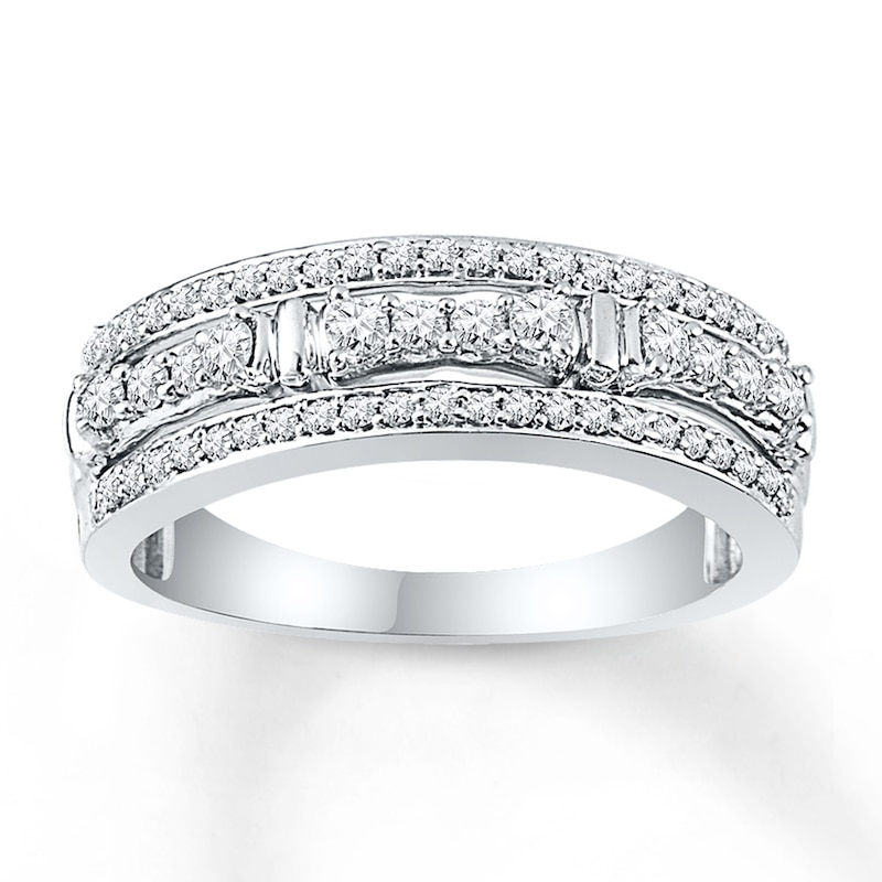 Main Image 1 of Previously Owned Diamond Anniversary Ring 1/2 ct tw Round-cut 10K White Gold