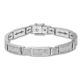 Previously Owned Men's Diamond Bracelet 2 ct tw Round-cut Sterling Silver 8.25&quot;