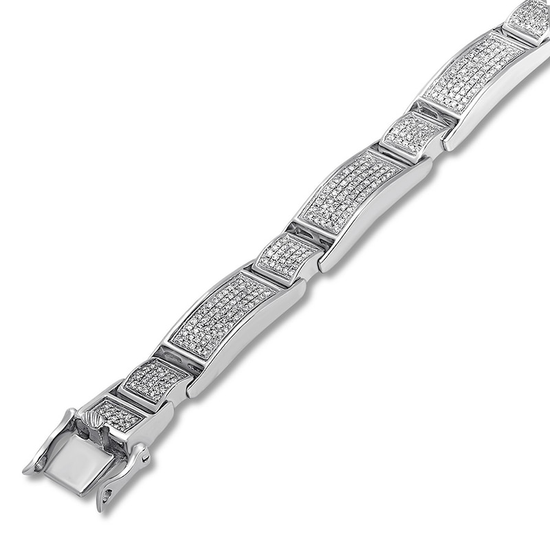 Main Image 2 of Previously Owned Men's Diamond Bracelet 2 ct tw Round-cut Sterling Silver 8.25"