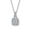 Thumbnail Image 1 of Previously Owned Diamond Necklace 3/8 ct tw Princess & Round-Cut 10K White Gold