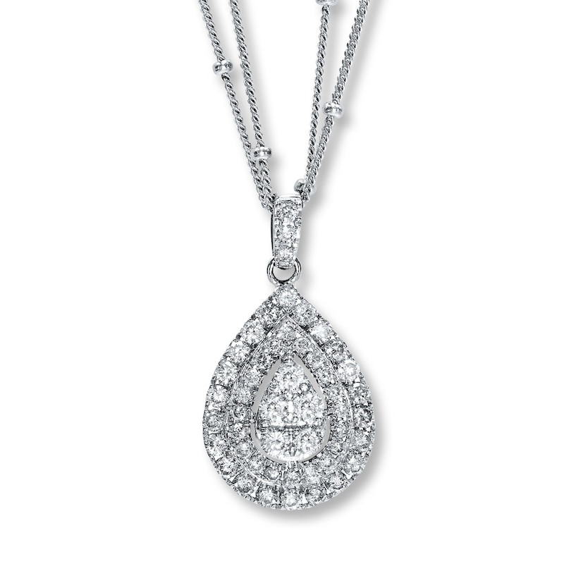 Main Image 1 of Previously Owned Diamond Necklace 1-1/4 ct tw Round-cut 14K White Gold