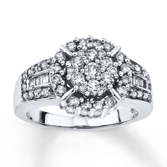 Previously Owned Diamond Ring 1 ct tw Round & Baguette 10K White Gold