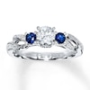 Thumbnail Image 1 of Previously Owned Diamond/Sapphire Ring 1/2 ct tw Round-cut 14K White Gold