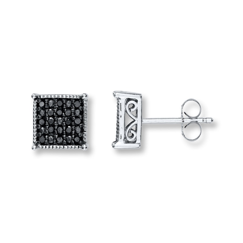 Main Image 1 of Previously Owned Black Diamond Earrings 1/4 ct tw Sterling Silver