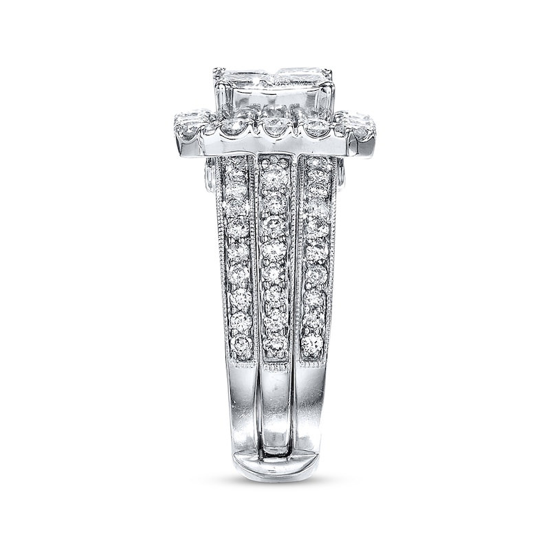 Main Image 2 of Previously Owned Diamond Bridal Set 3 ct tw Princess & Round-cut 14K White Gold