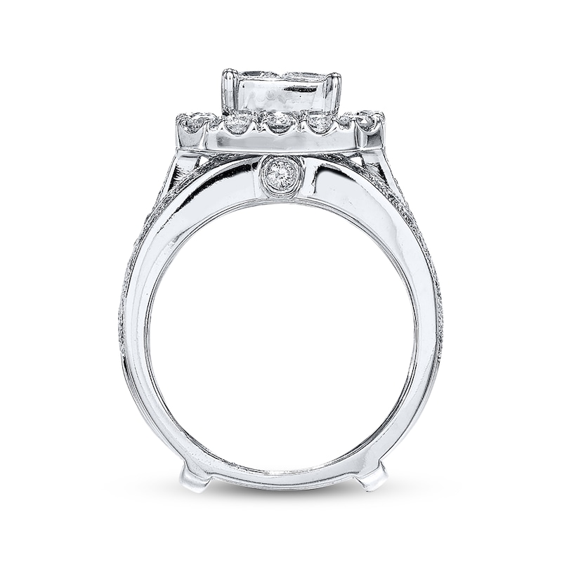Main Image 3 of Previously Owned Diamond Bridal Set 3 ct tw Princess & Round-cut 14K White Gold
