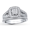 Thumbnail Image 1 of Previously Owned Diamond Bridal Set 3/8 ct tw Princess/Round-cut 14K White Gold