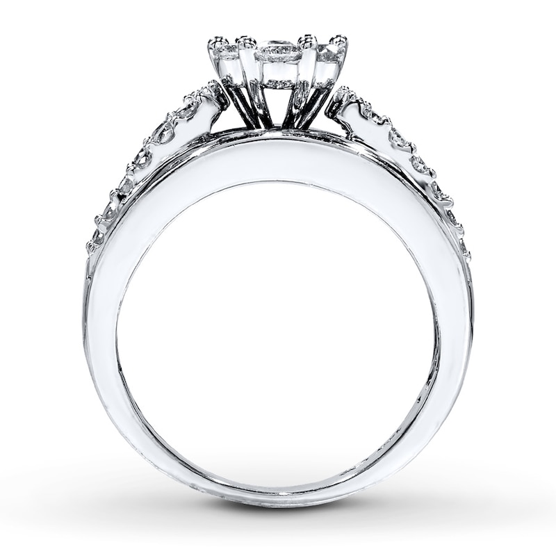 Main Image 2 of Previously Owned Diamond Engagement Ring 2 ct tw Round/Baguette 14K White Gold