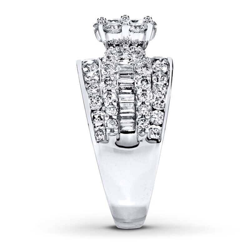 Main Image 3 of Previously Owned Diamond Engagement Ring 2 ct tw Round/Baguette 14K White Gold