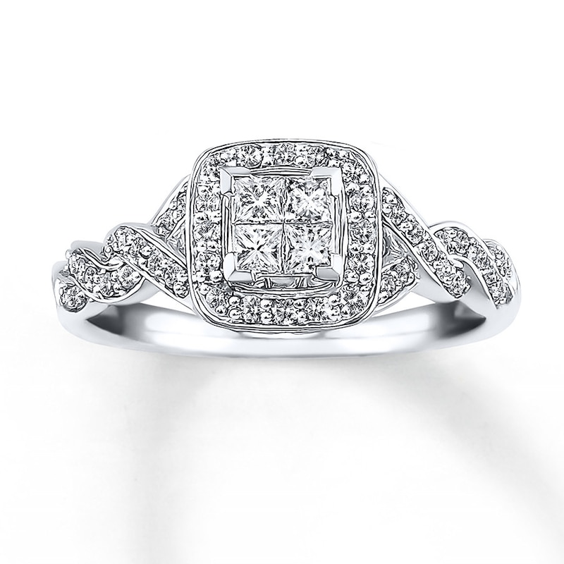 Main Image 1 of Previously Owned Engagement Ring 1/2 ct tw Princess & Round-cut Diamonds 14K Gold