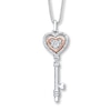 Thumbnail Image 1 of Previously Owned Diamond Key Necklace 1/10 ct tw Sterling Silver & 10K Rose Gold 18"