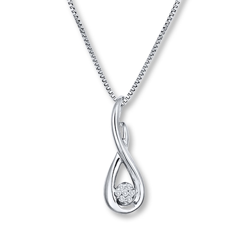 Main Image 1 of Previously Owned Diamond Necklace 1/20 ct tw Round-cut Sterling SIlver