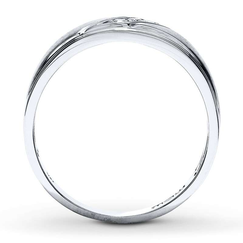 Main Image 2 of Previously Owned Diamond Men's Wedding Band 1/10 ct tw Round-cut 10K White Gold