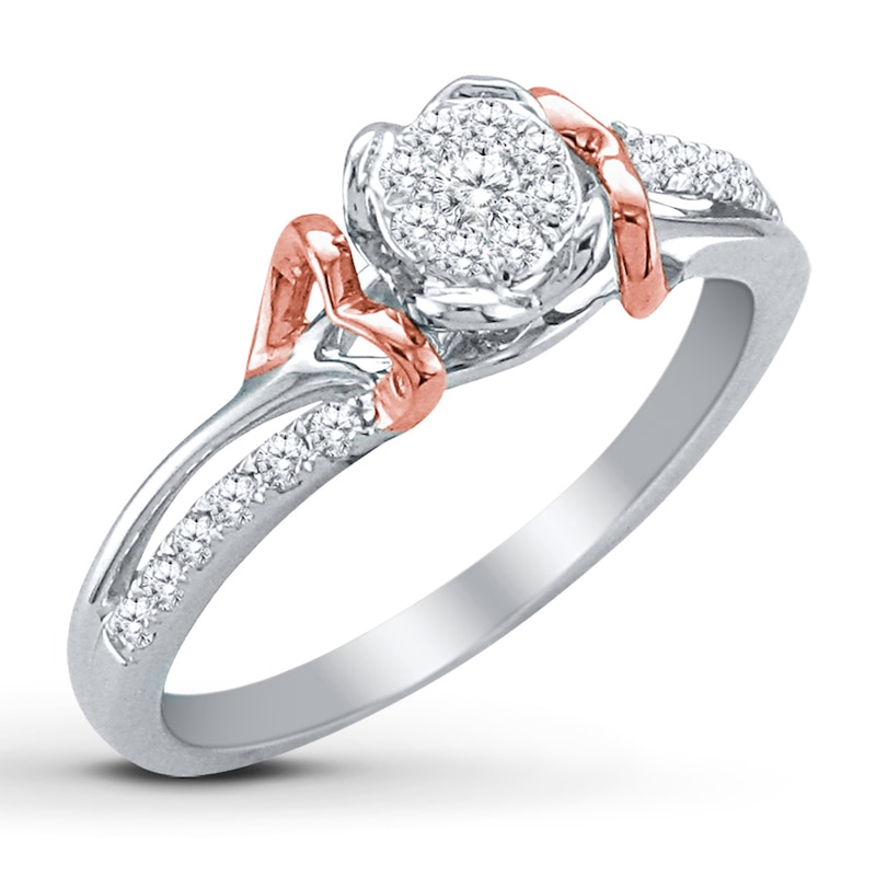 Main Image 2 of Previously Owned Diamond Promise Ring 1/4 ct tw Sterling Silver & 10K Rose Gold