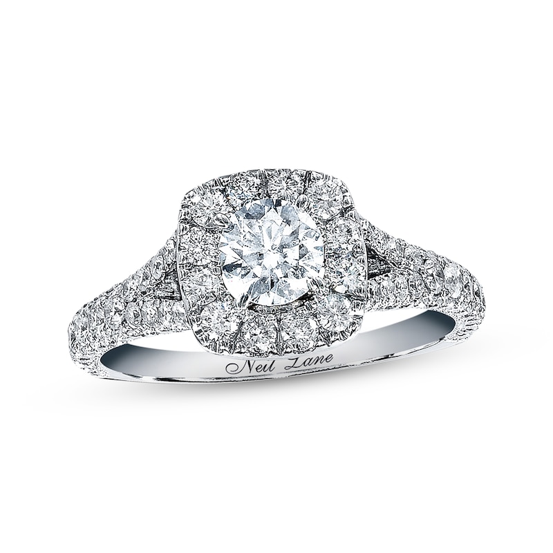 Main Image 1 of Previously Owned Neil Lane Diamond Engagement Ring 1-3/8 ct tw Round-cut 14K White Gold