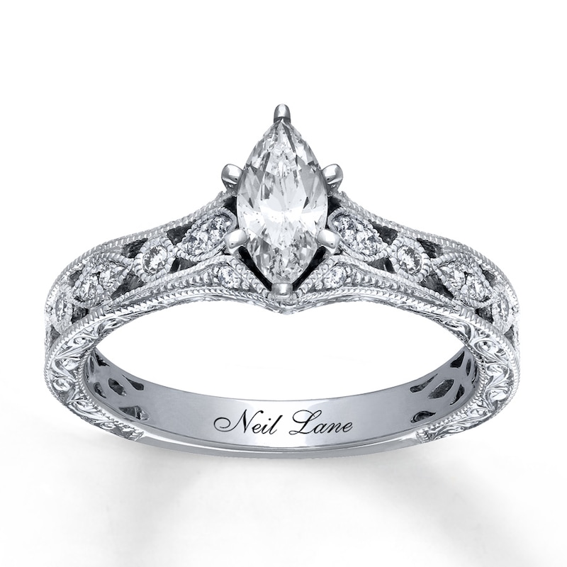 Main Image 1 of Previously Owned Neil Lane Diamond Ring 3/4 ct tw Marquise & Round-cut 14K White Gold