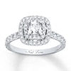 Previously Owned Neil Lane Cushion & Round-cut Diamond Ring 1-1/8 ct tw 14K Gold