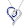 Thumbnail Image 1 of Previously Owned Heart Necklace 1/4 ct tw Blue & White Diamonds Sterling Silver
