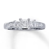 Thumbnail Image 1 of Previously Owned Three-Stone Diamond Ring 1 ct tw Princess-cut 14K White Gold