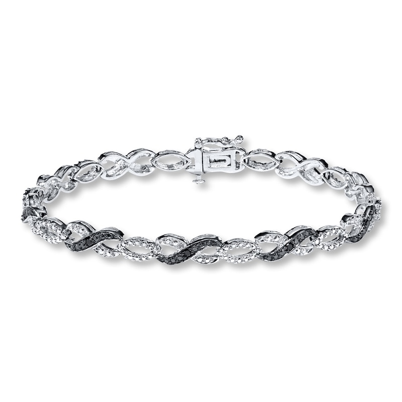 Previously Owned Diamond Infinity Bracelet 1/4 ct tw Black & White Sterling Silver
