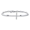Thumbnail Image 1 of Previously Owned Cross Bracelet 1/10 ct tw Diamonds Sterling Silver 7.75"