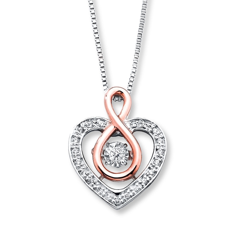 Previously Owned Unstoppable Love Diamond Necklace 1/8 ct tw Diamonds Sterling Silver & 10K Rose Gold 18"