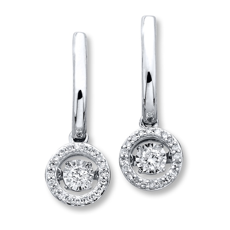 Main Image 1 of Previously Owned Diamonds in Rhythm 1/3 ct tw Earrings 10K White Gold