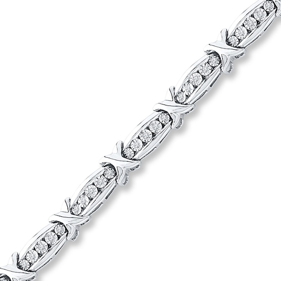 Previously Owned Diamond Bracelet 1/ ct tw Round-cut Sterling Silver 7.25