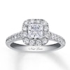 Previously Owned Neil Lane Diamond Engagement Ring 1-1/2 ct tw Princess & Round-cut 14K White Gold