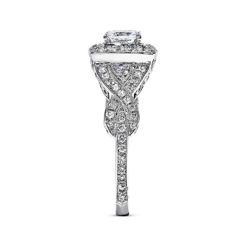 Main Image 3 of Previously Owned Neil Lane Diamond Engagement Ring 1-3/8 ct tw Cushion & Round-cut 14K White Gold