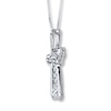 Thumbnail Image 1 of Previously Owned Unstoppable Love Cross 1/10 ct tw Necklace Sterling Silver