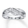 Thumbnail Image 1 of Previously Owned Men's Diamond Wedding Band 1/10 ct tw Round-cut Sterling Silver