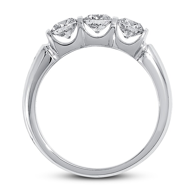 Main Image 2 of Previously Owned Three-Stone Diamond Ring 1 ct tw Round-cut 14K White Gold
