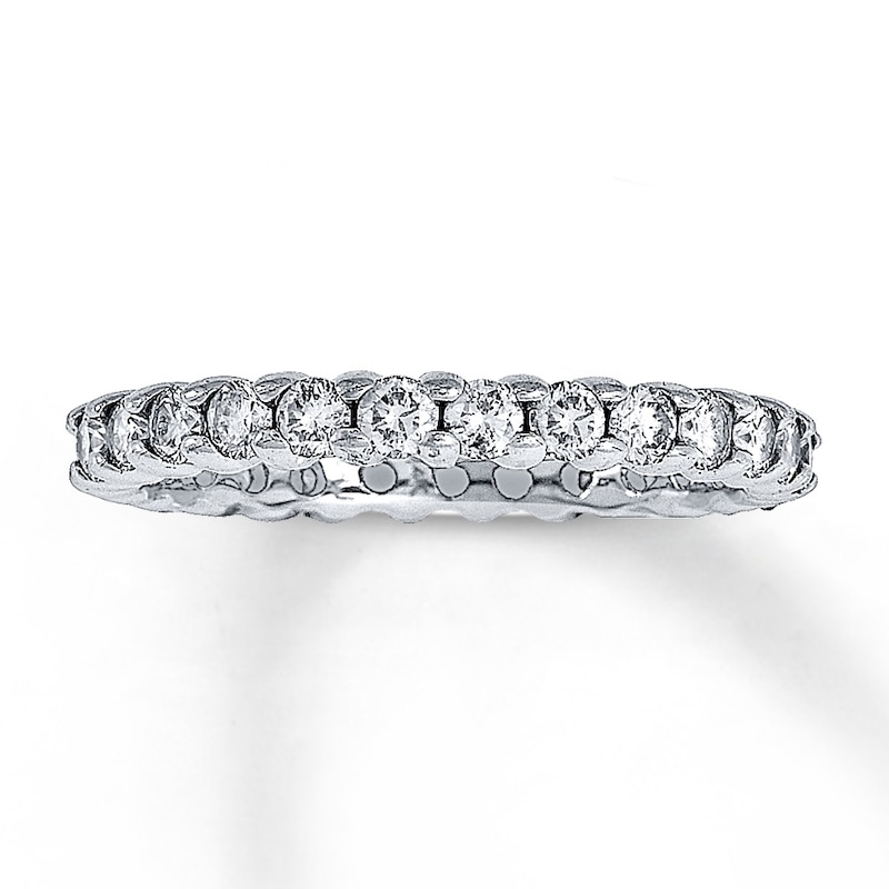 Main Image 1 of Previously Owned Diamond Anniversary Eternity Ring 1 ct tw Round-cut 14K White Gold - Size 6