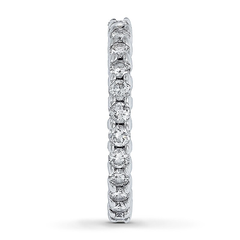 Main Image 3 of Previously Owned Diamond Anniversary Eternity Ring 1 ct tw Round-cut 14K White Gold - Size 6