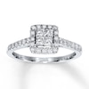 Thumbnail Image 1 of Previously Owned Diamond Engagement Ring 1/2 ct tw Princess & Round-cut 14K White Gold