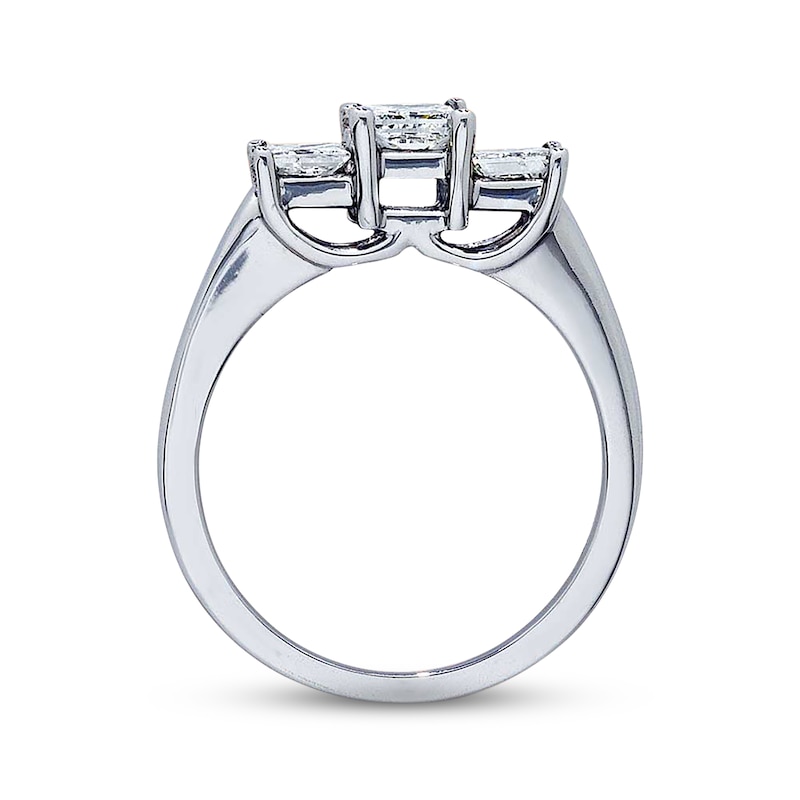 Main Image 2 of Previously Owned Diamond Three-Stone Engagement Ring 1 ct tw Princess-cut 14K White Gold & Platinum