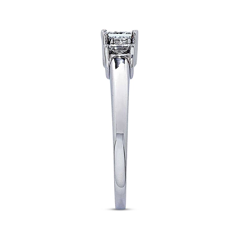 Main Image 3 of Previously Owned Diamond Three-Stone Engagement Ring 1 ct tw Princess-cut 14K White Gold & Platinum