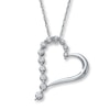 Thumbnail Image 1 of Previously Owned Diamond Heart Necklace 1/10 ct tw Round-cut 10K White Gold