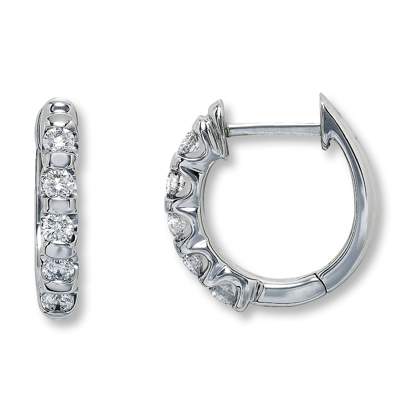 Previously Owned Diamond Hoop Earrings 1/2 ct tw 14K White Gold
