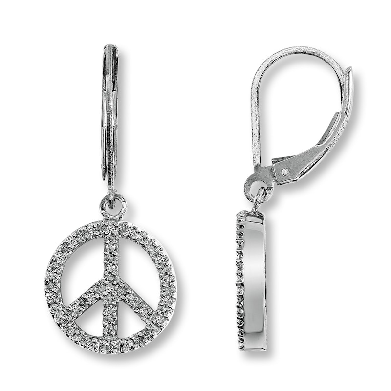 Previously Owned Diamond Peace Sign Earrings 1/6 ct tw Sterling Silver