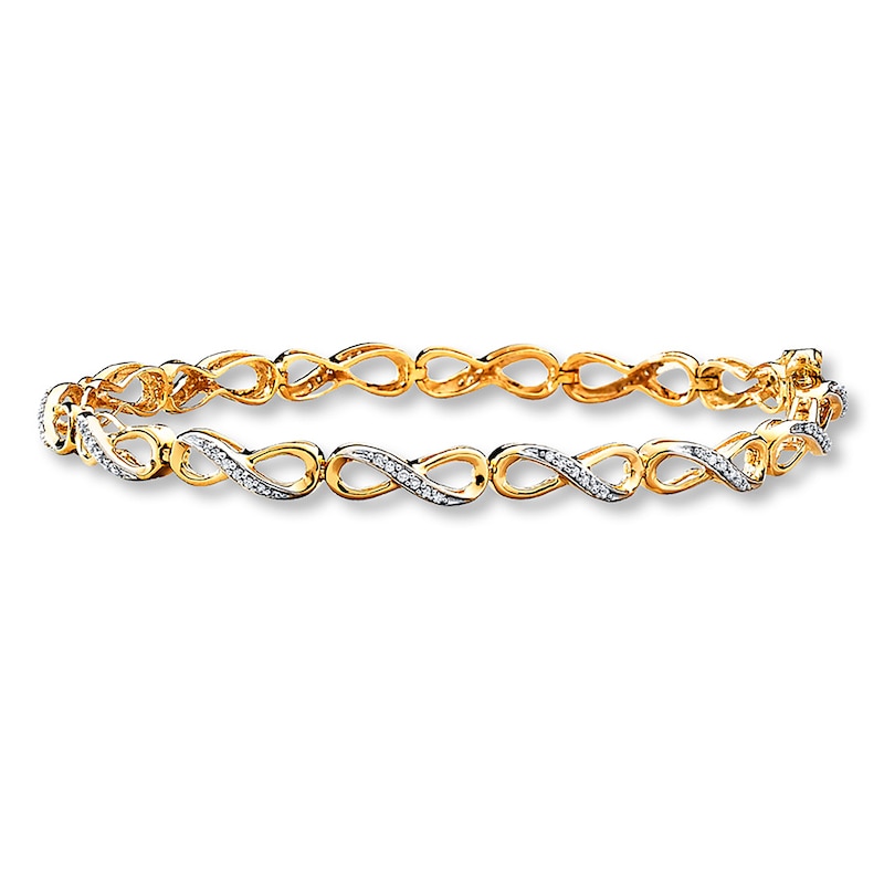 Main Image 1 of Previously Owned Diamond Infinity Bracelet 1/3 ct tw Round-cut 10K Yellow Gold 7.25"