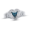 Thumbnail Image 1 of Previously Owned Blue & White Diamond Heart Ring 1/6 cttw Sterling Silver